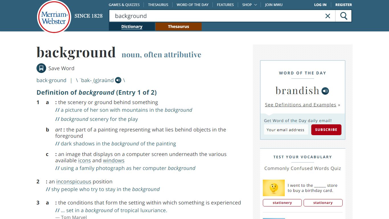 Background Definition & Meaning - Merriam-Webster