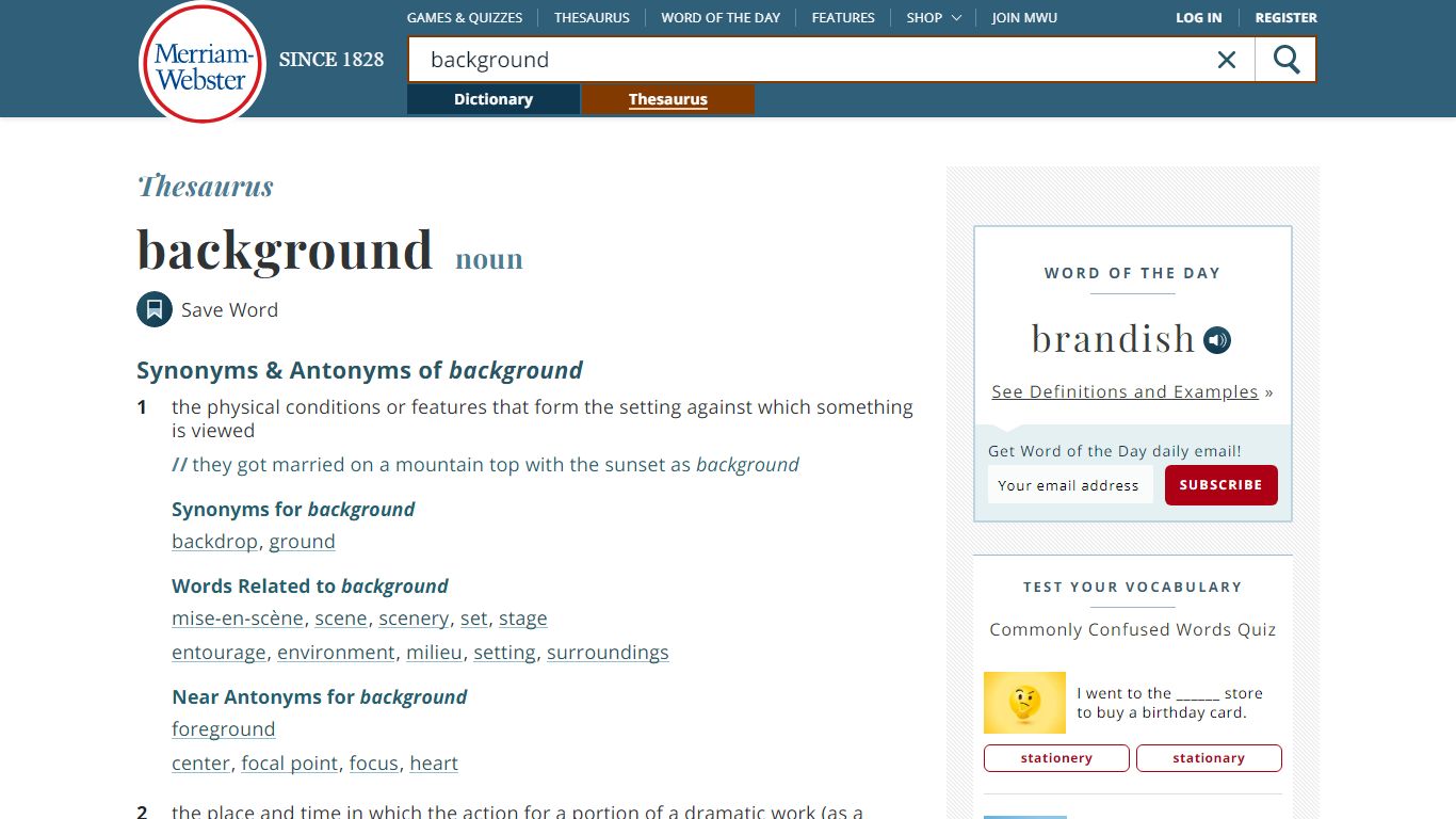 19 Synonyms of BACKGROUND | Merriam-Webster Thesaurus